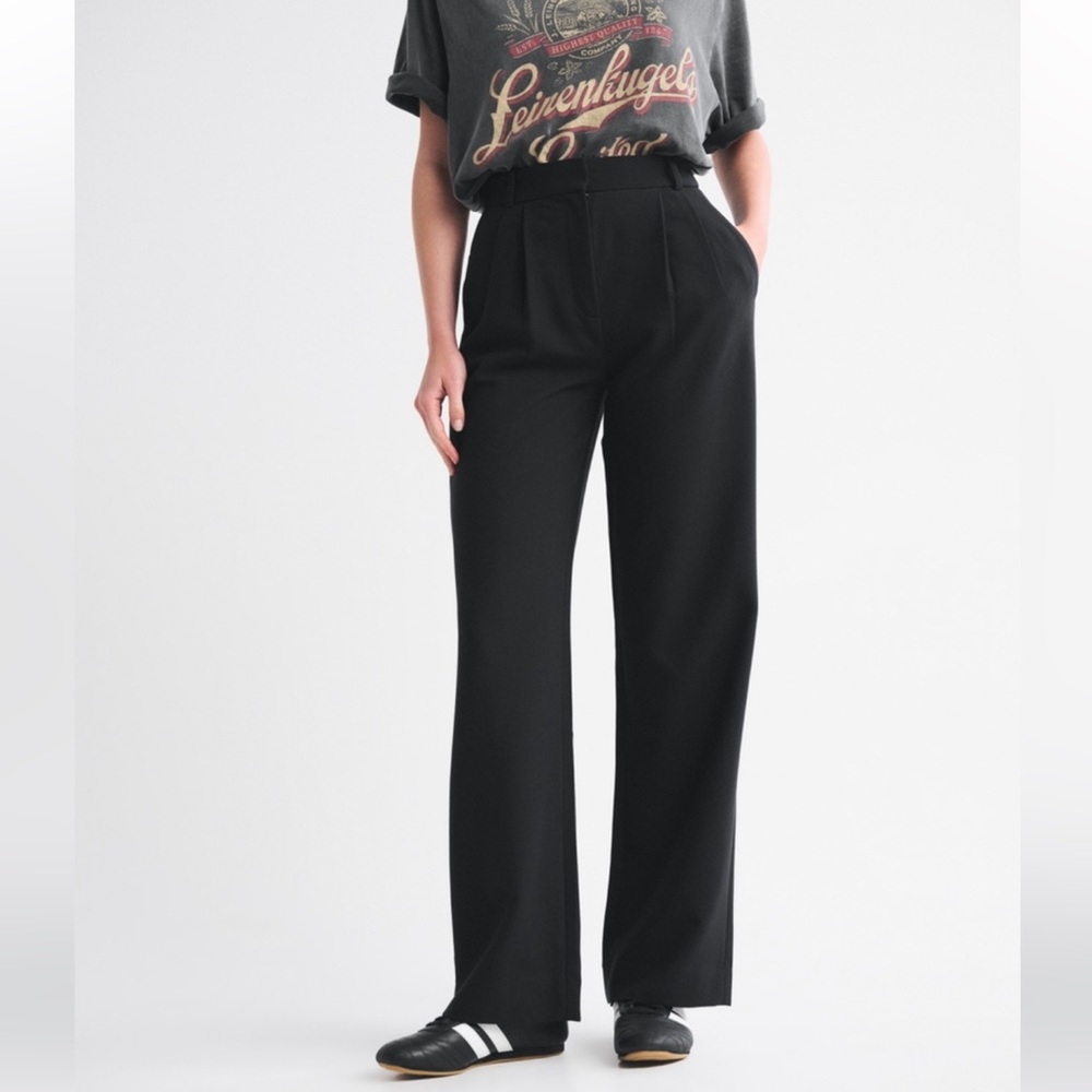 Abercrombie & Fitch Black High-Waist Wide-Leg Trousers
